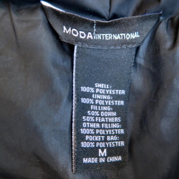 Moda International Puffer Coat Black Size M - Picture 3 of 3